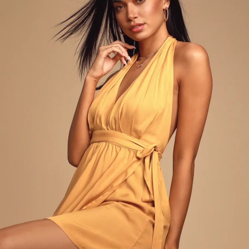 NWT Lulus Yellow Wrap Dress